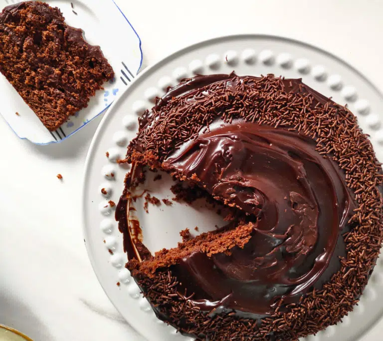 brooklyn blackout chocolate cake on a white plate