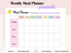 weekly meal planner sheet