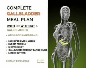 a mockup for a gallbladder meal plan. for people with gallstones and post surgey