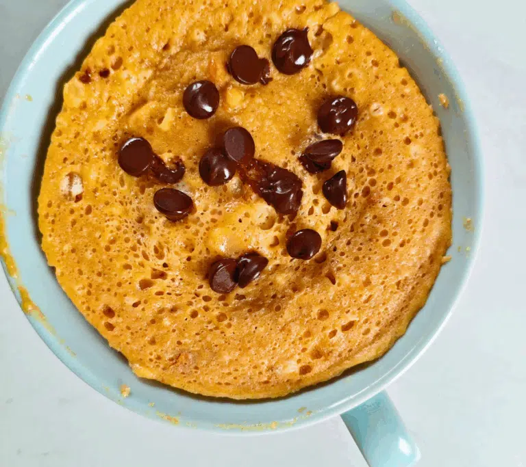 cake in a blue large cup