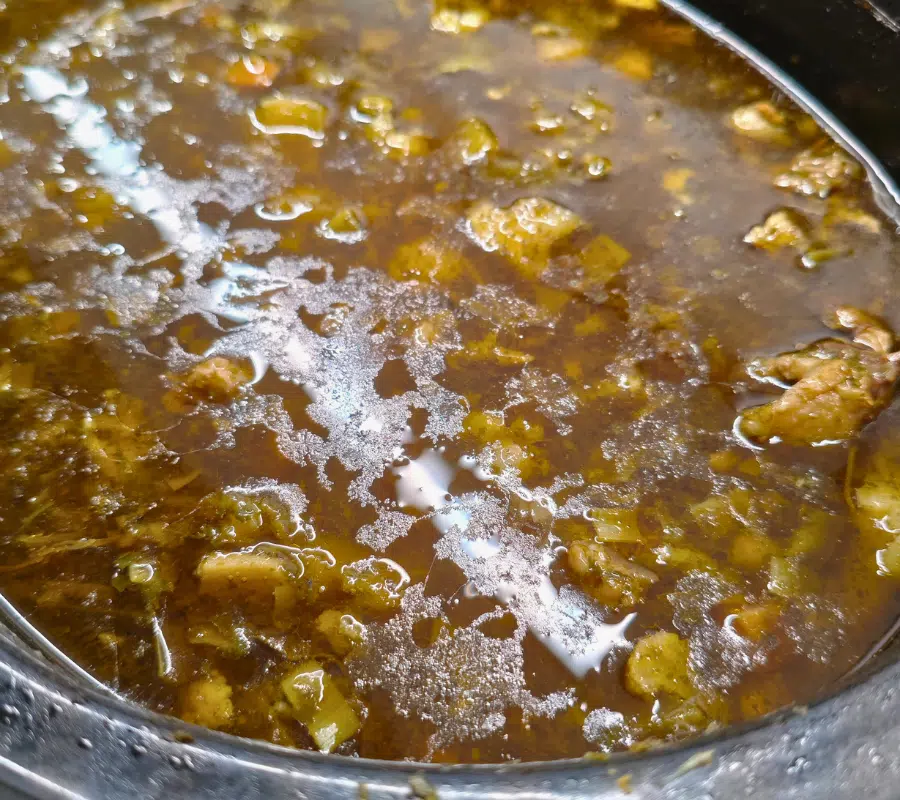 oxtail and pigs trotters stew in a slow cooker