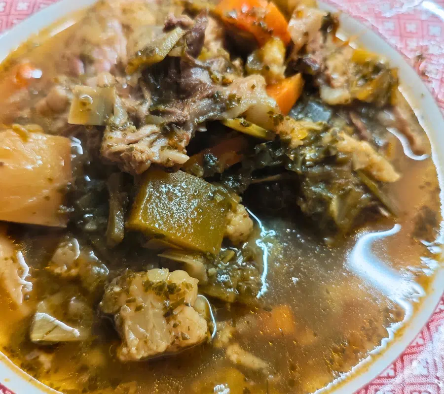 oxtail and trotters stew in a bowl