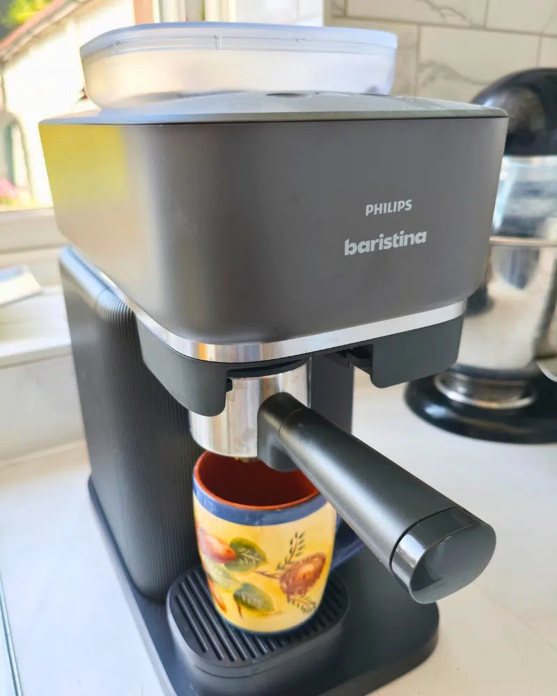 bean to cup espresso machine in a small kitchen