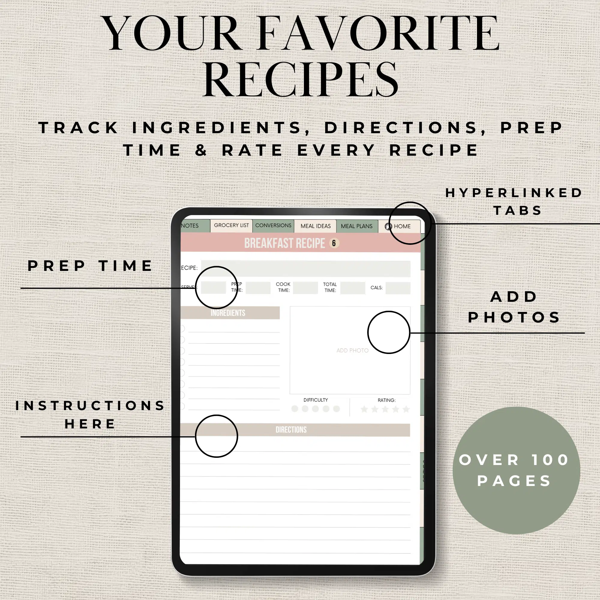 Digital Recipe Planner for GoodNotes - Image 6