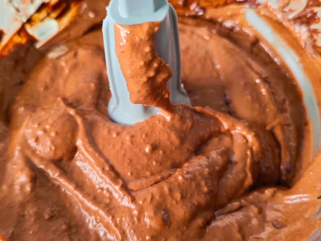 chocolate and black bean mixed to together in a food processer