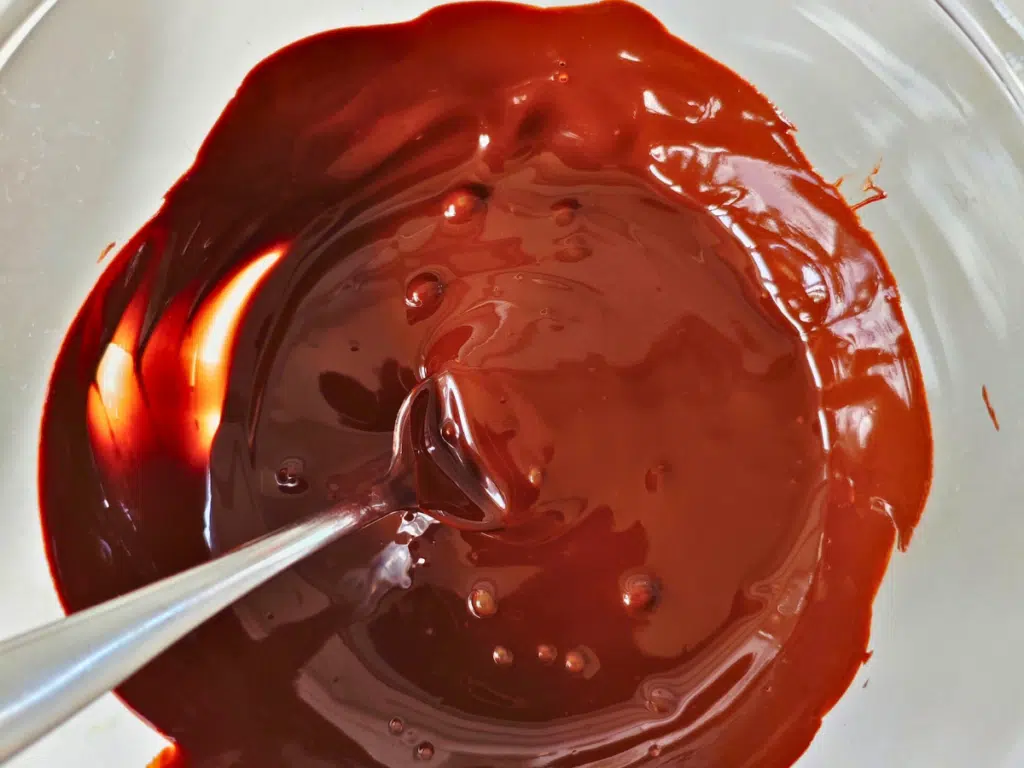 melted chocolate in a glass bowl