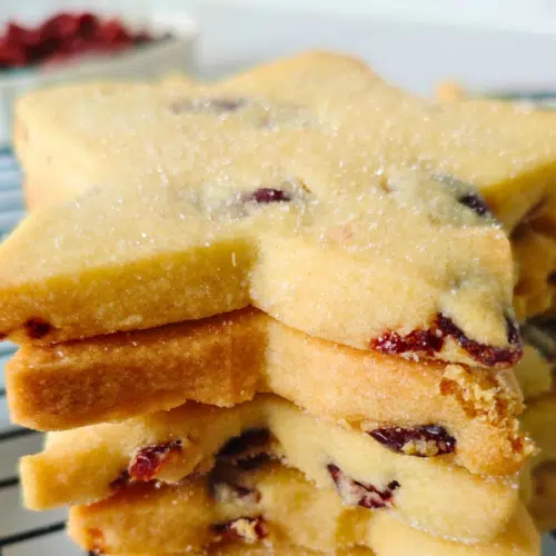 Cranberry shortbread biscuits with dried cranberries